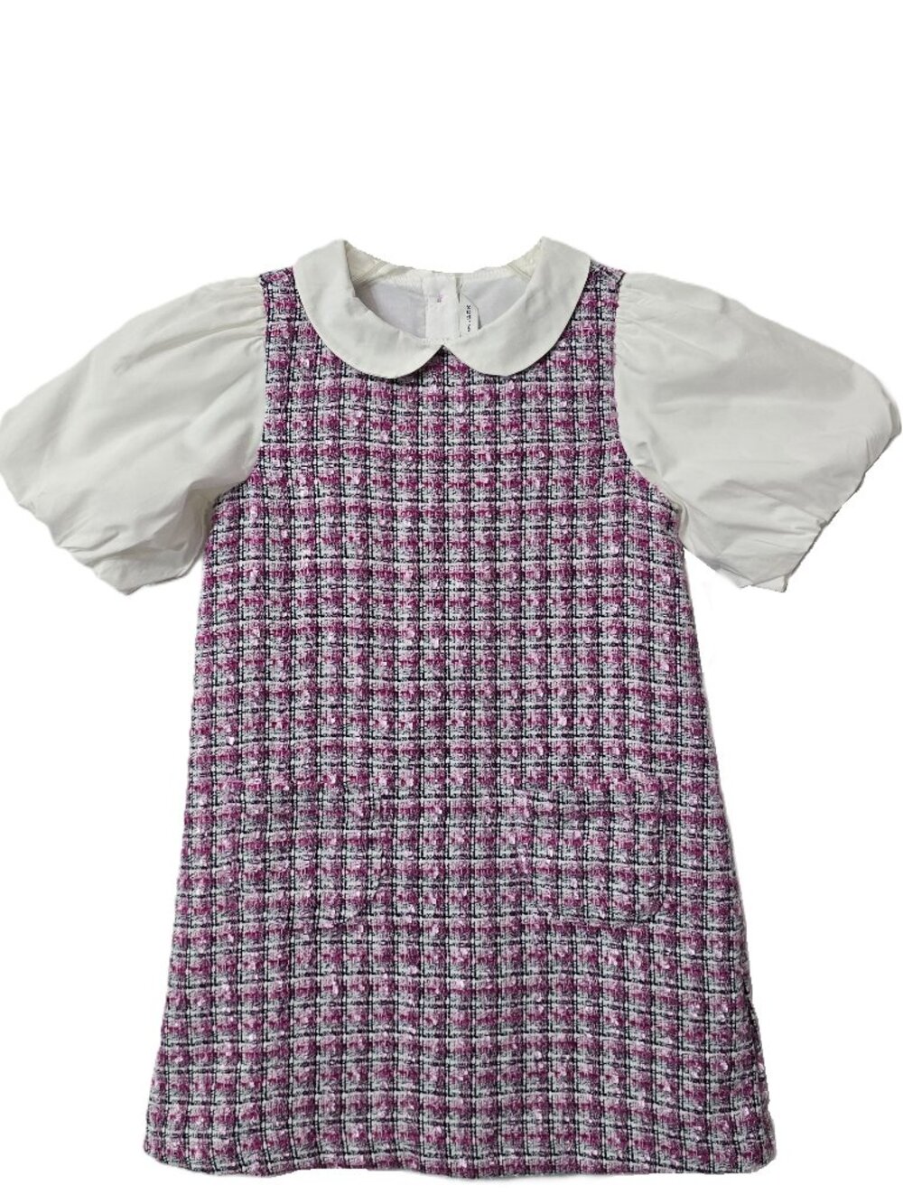 Janie Jack Trending Tweed Dress 5 5T Peter Pan Collar Lined Purple BTS School